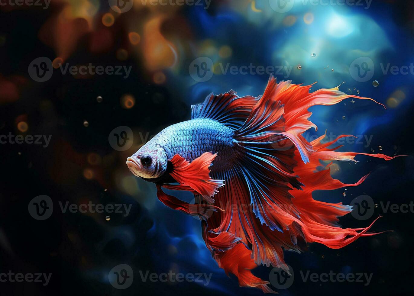 Betta fish, Colorful fighting Siamese fish with beautiful tail. photo