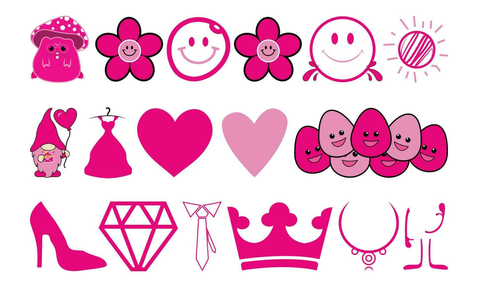 Doll sticker elements Line Art Vector and Illustration Design. Sticker elements Line Art Design and Creative Kids.