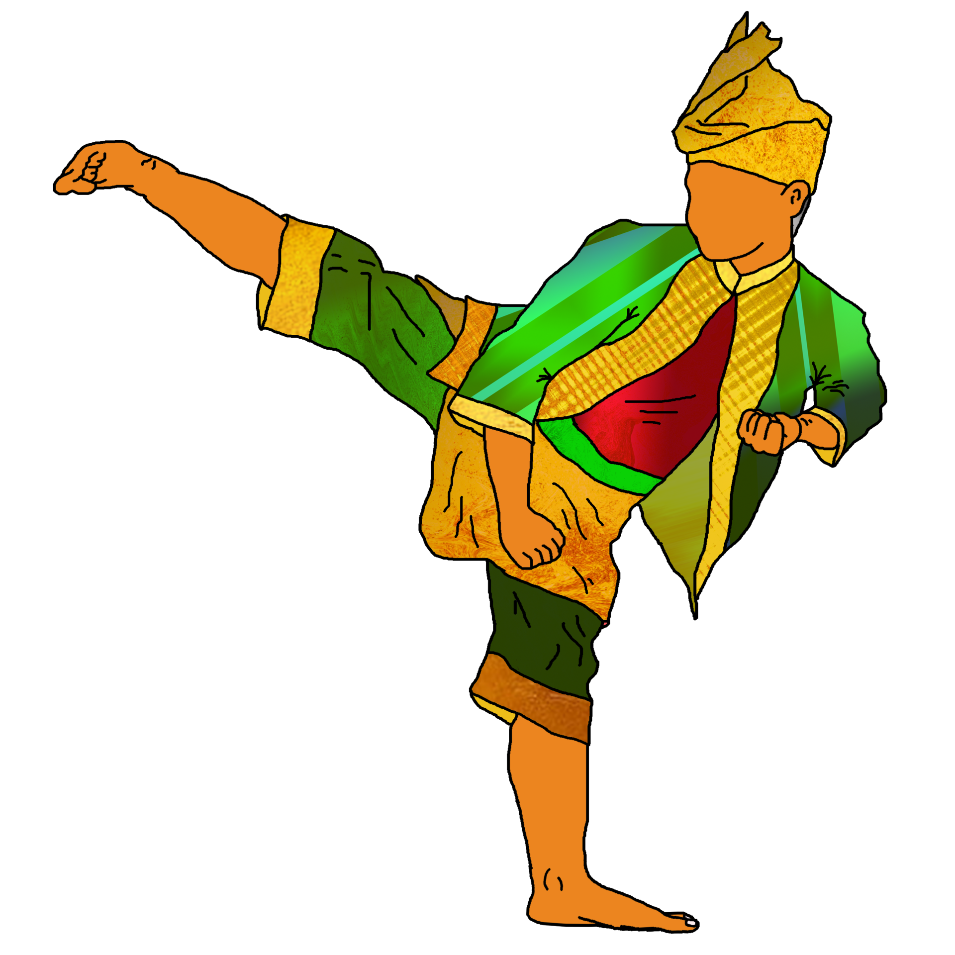 icon fighter Malay doing side kick 27239211 PNG