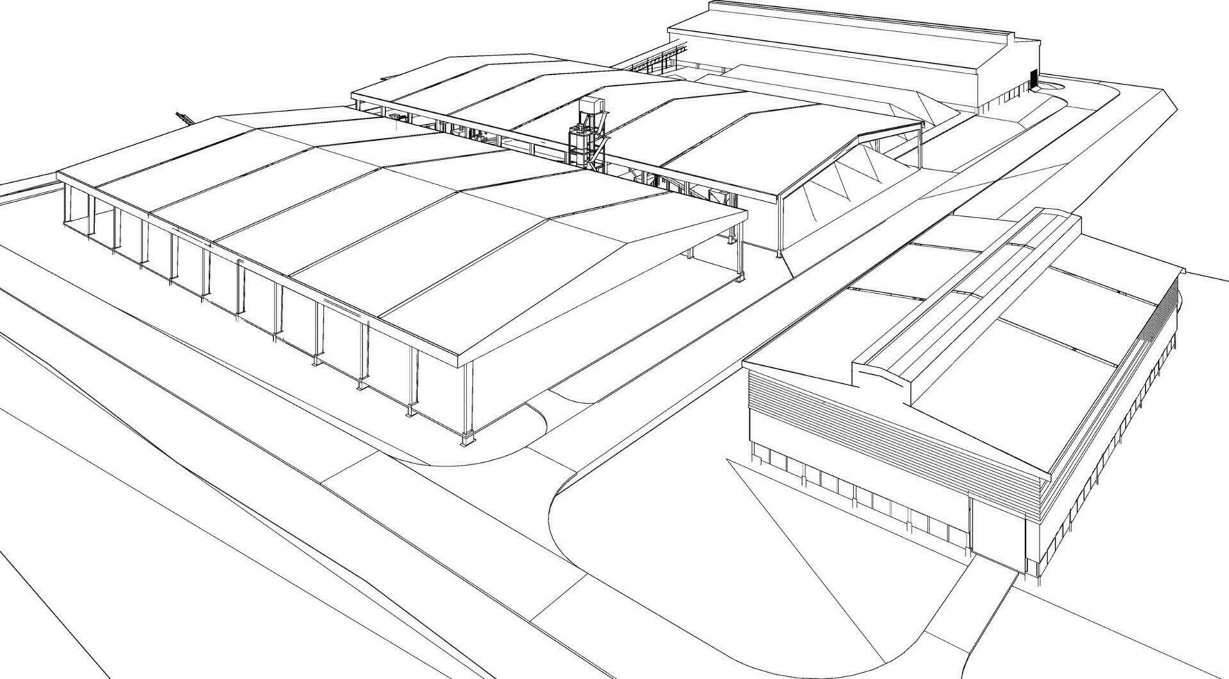 3D illustration of industrial building vector