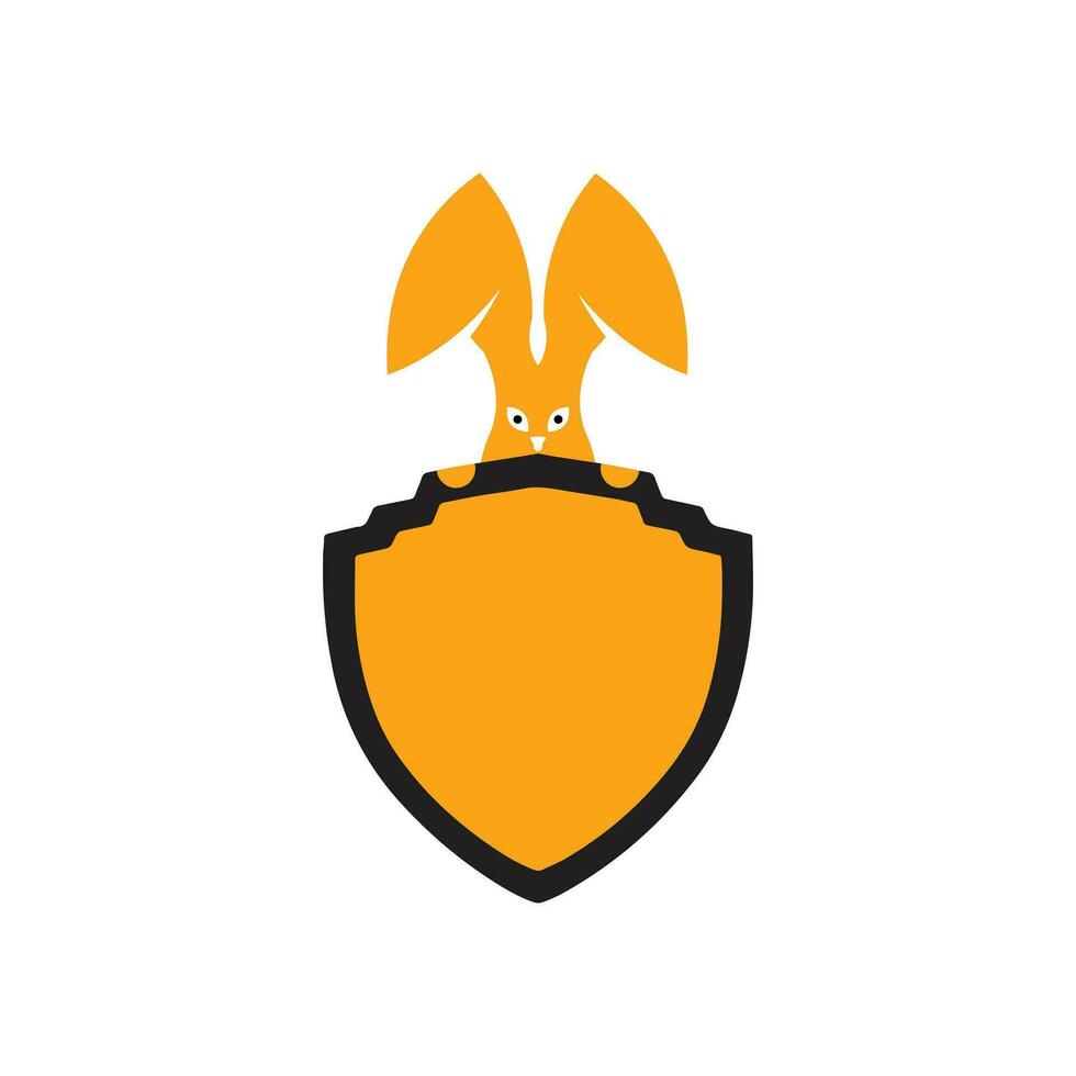 rabbit shield combination vector logo icon.