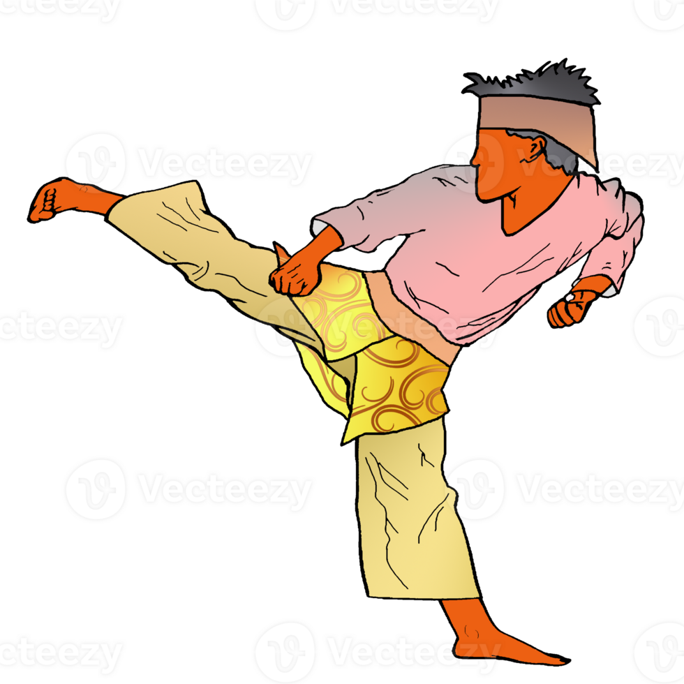 icon fighter Malay doing side kick png