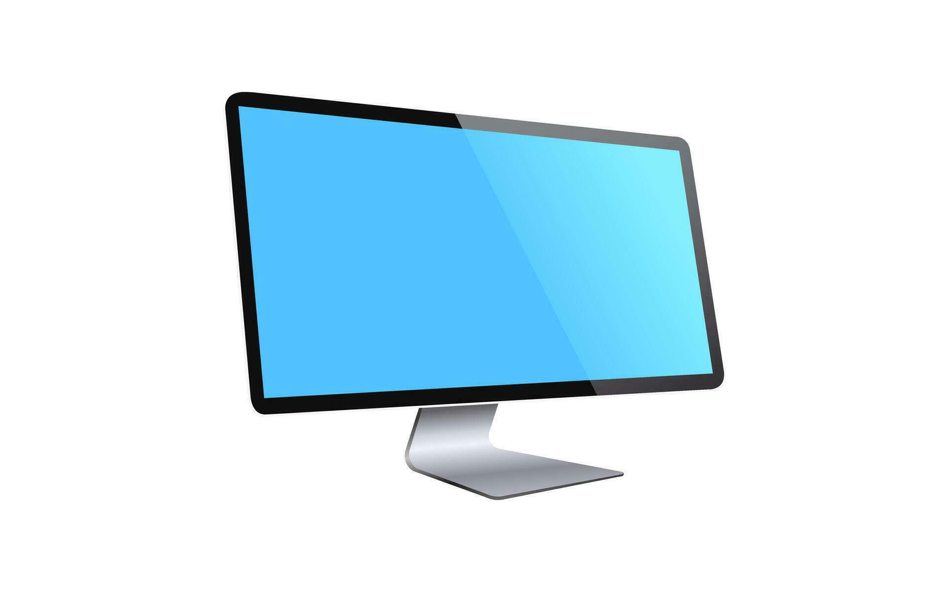 Computer Monitor Blue Screen Realistic Device Isolated Vector