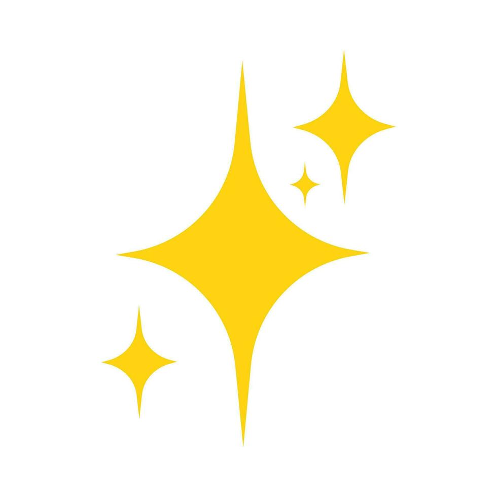 Yellow Glitter Stars Twinkling Sparkle Icon Vector Illustration