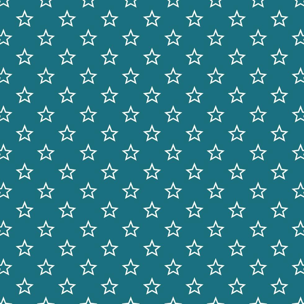 White Stars Blue Background Seamless Pattern Vector Illustration