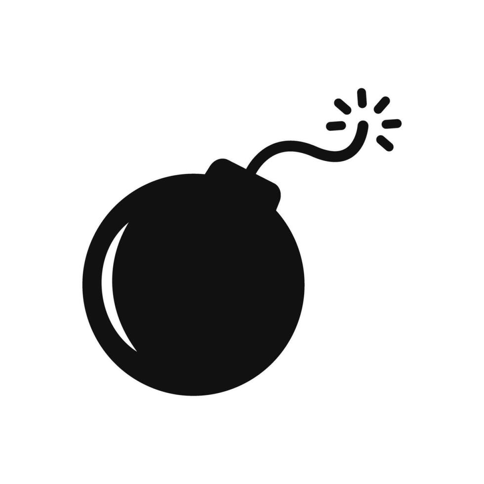Bomb Flat Silhouette Icon Isolated Vector Illustration