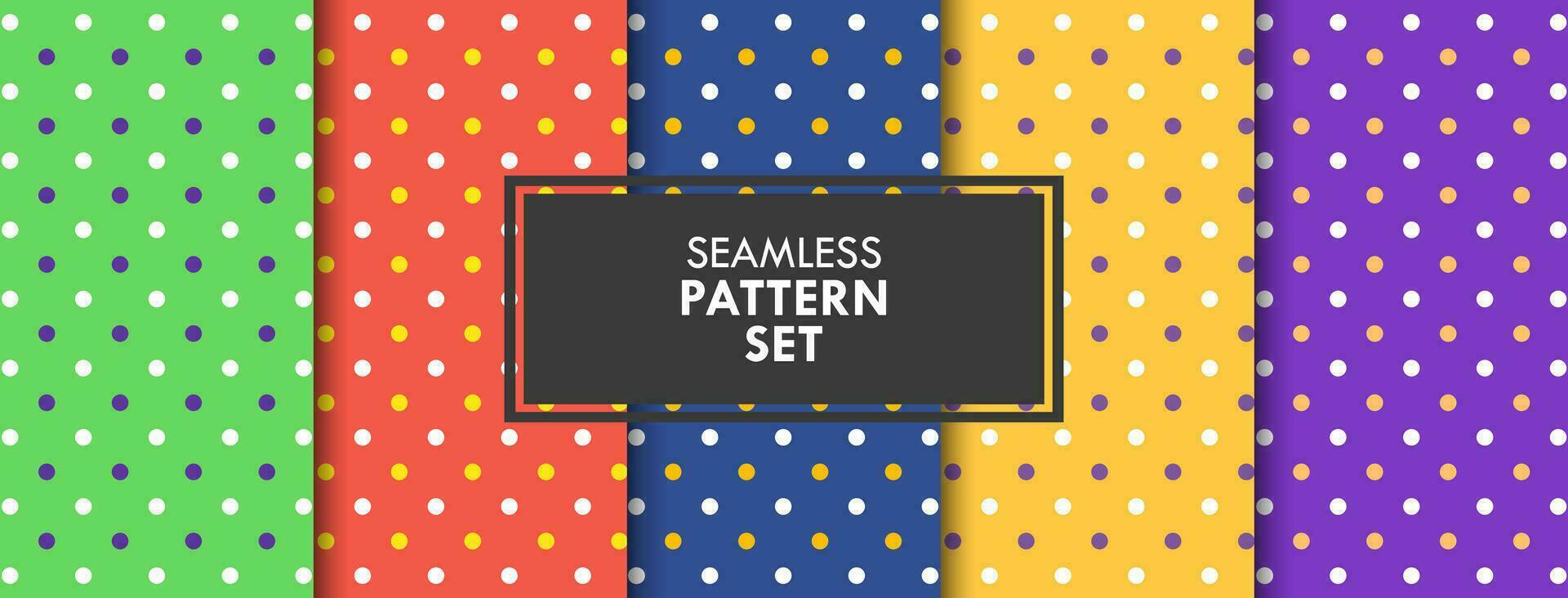 Colorful Elegant Polka Dot Pattern Background Set Vector Illustration