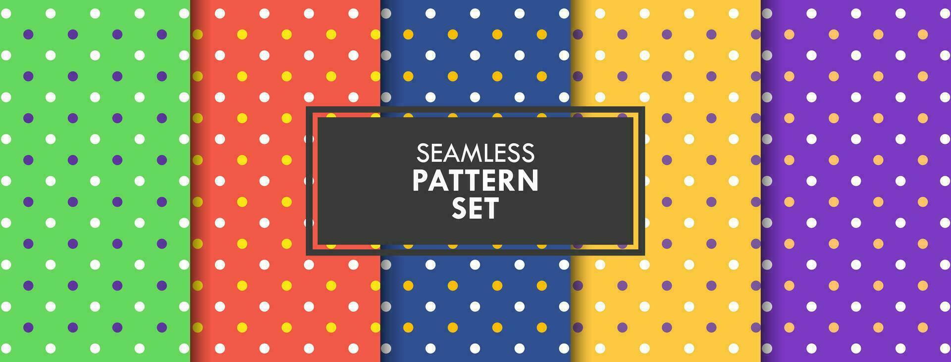 Colorful Elegant Polka Dot Pattern Background Set Vector Illustration