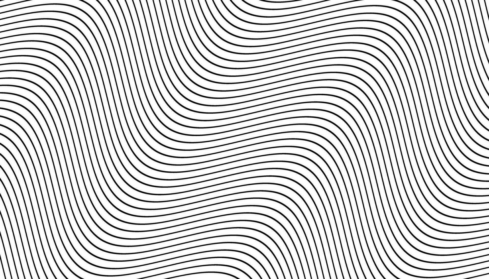 Black Curve Wave Lines White Background Vector Illustration