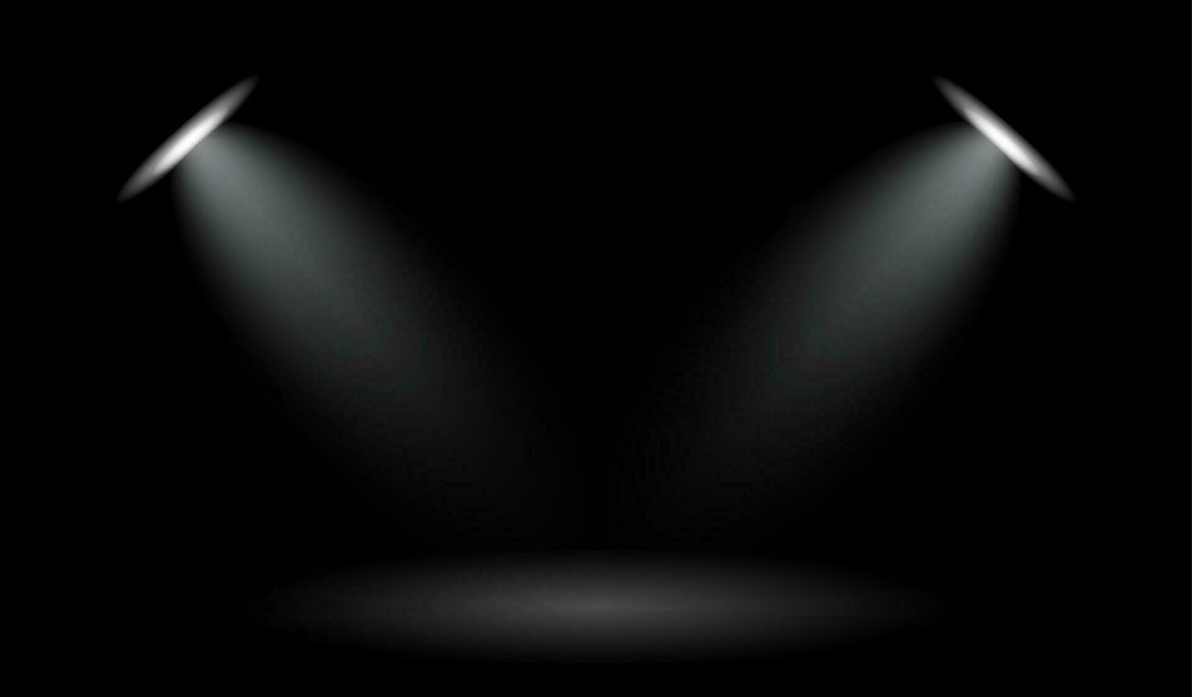 Dual White Spot Light Stage Dark Background Vector Illustration