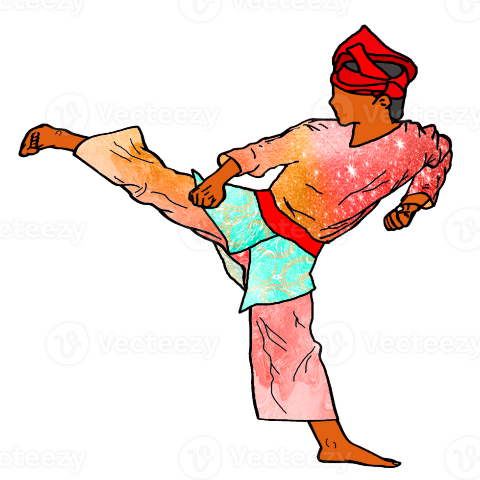 icon fighter Malay doing side kick png