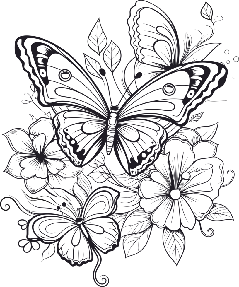 butterfly vector format in black and white AI Generative 27239666 PNG