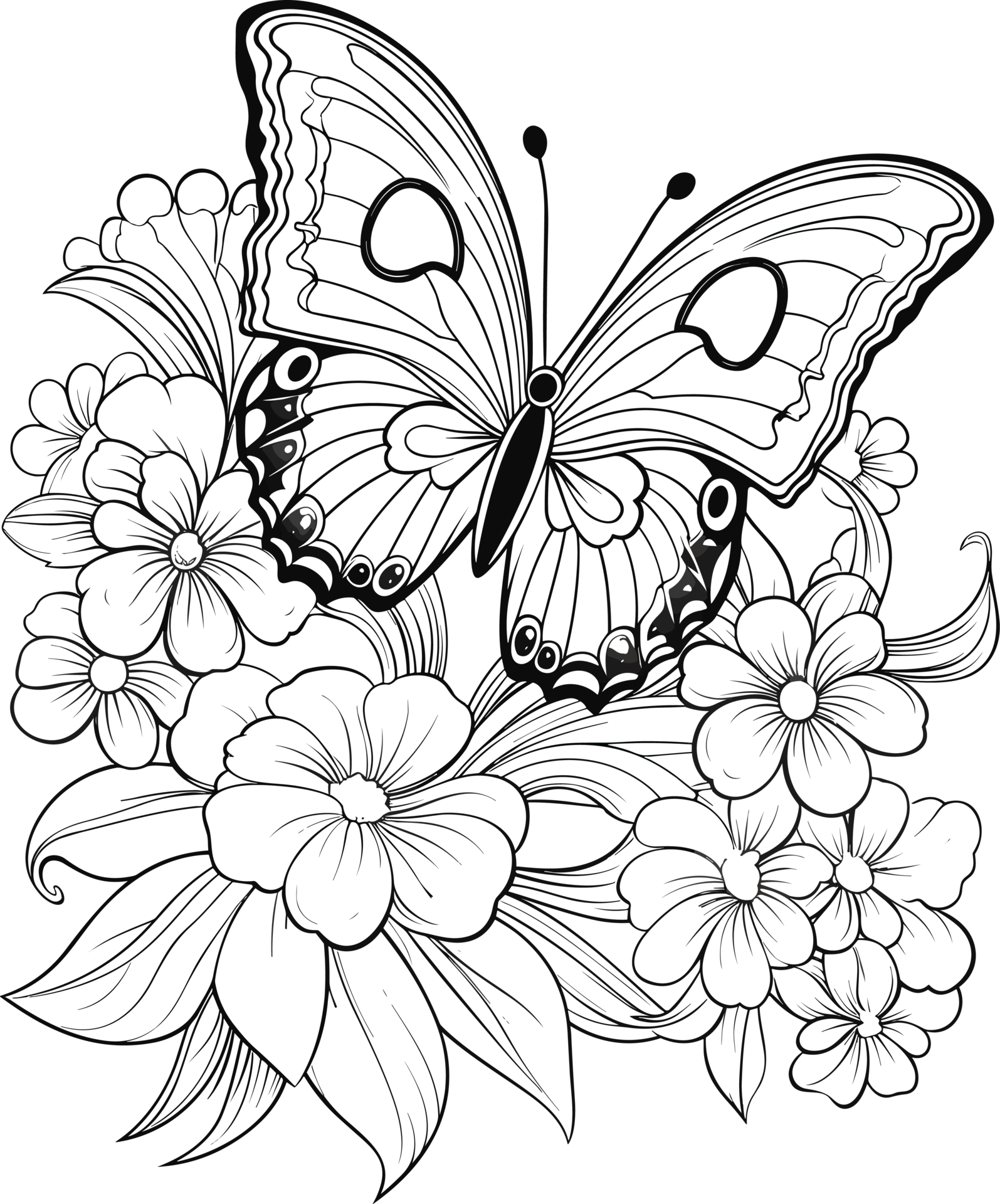 butterfly vector format in black and white AI Generative 27239667 PNG