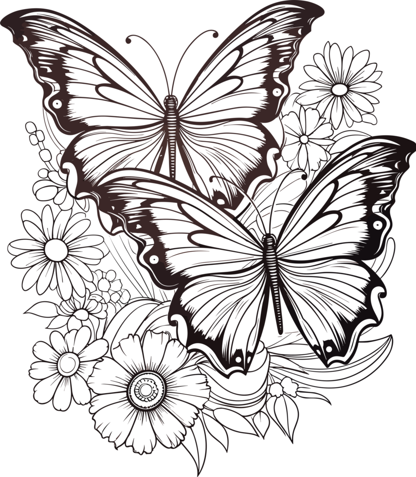 butterfly vector format in black and white AI Generative 27239671 PNG
