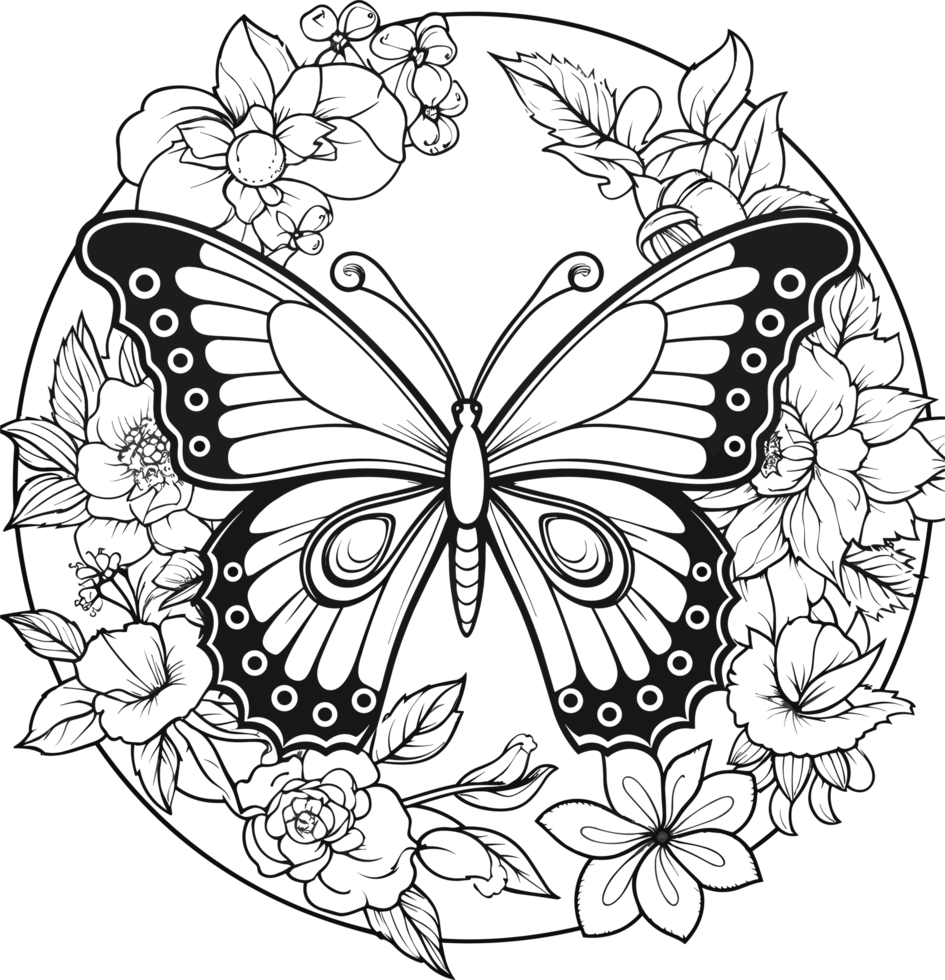 papillon vecteur format dans noir et blanc ai génératif png