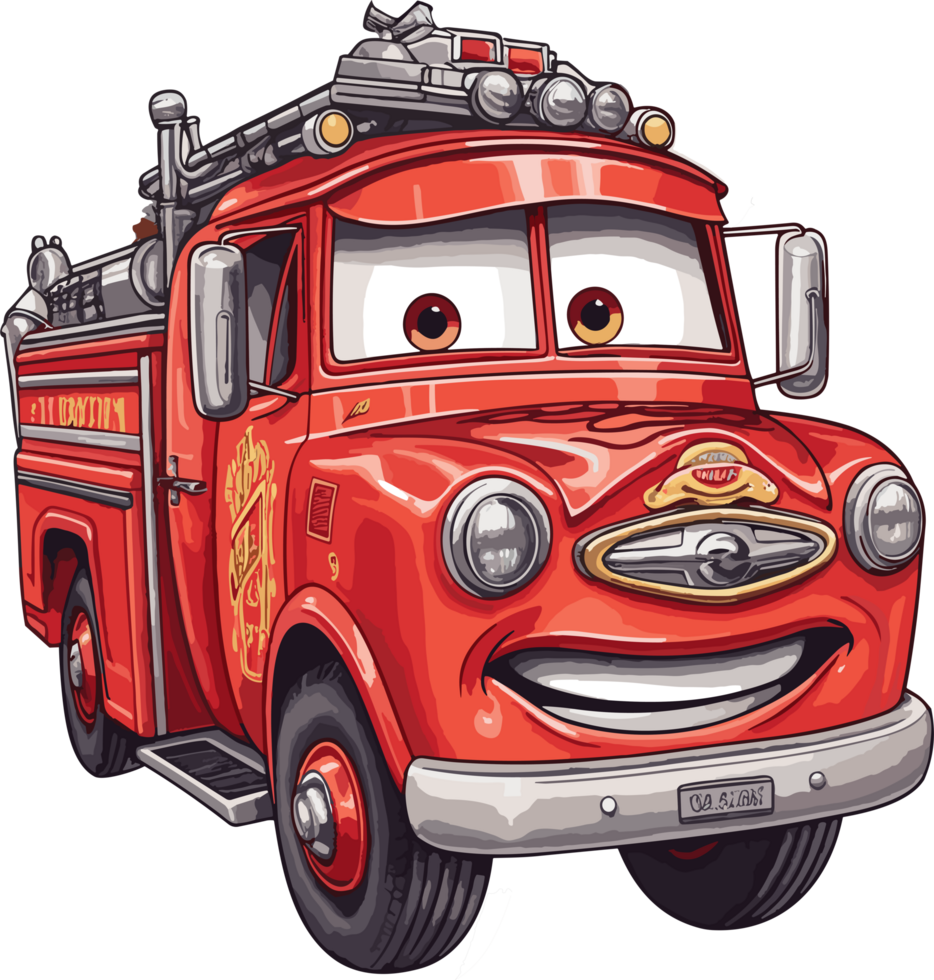 linda bombero coche ai generativo png