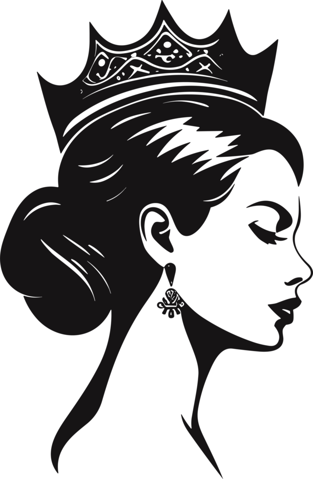 princesses with crown in balck and white  ai generative png