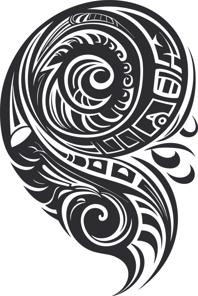 Maori tattoo ornament  ,Maori Taniwha ai generative png