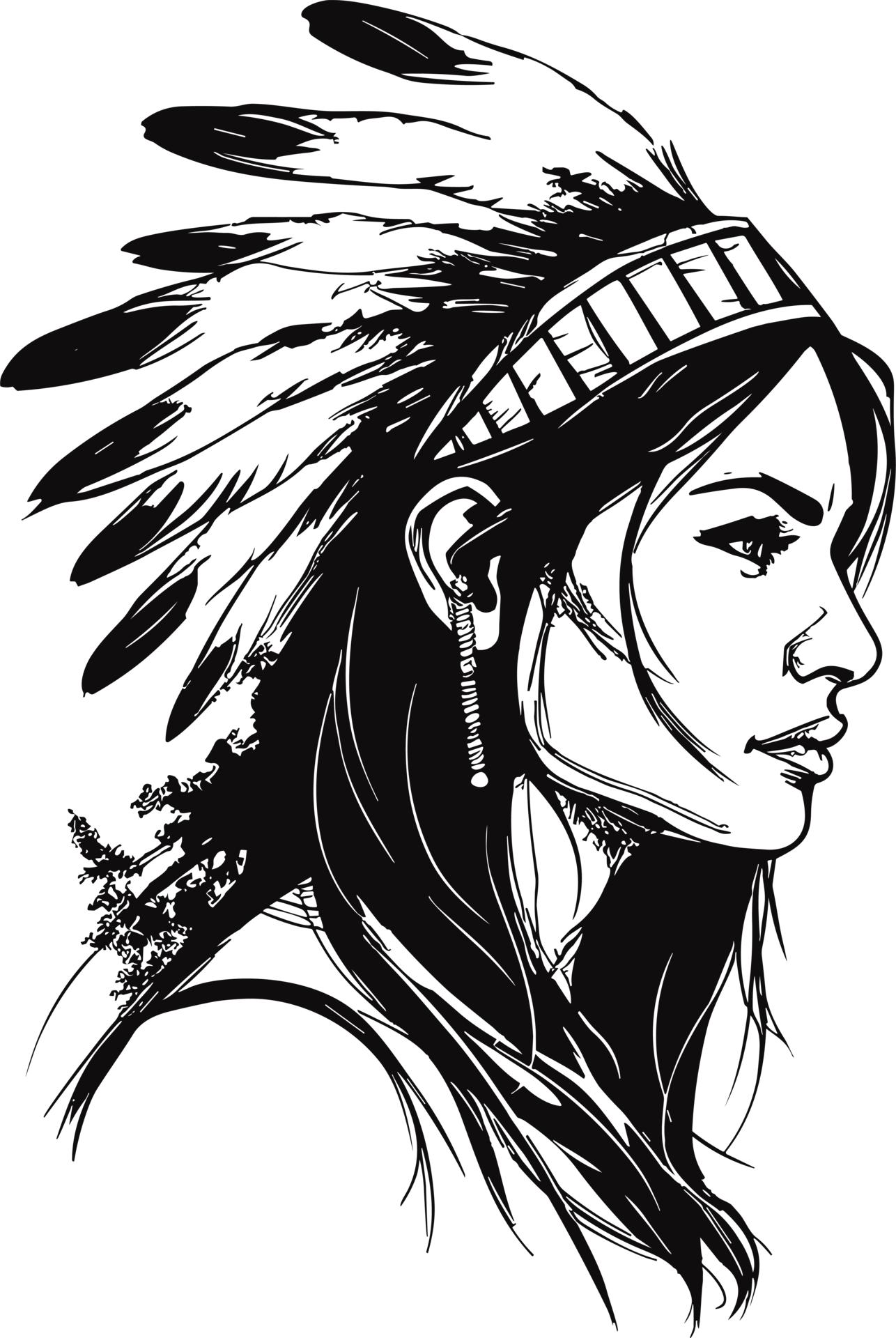 Native Indian Girl In Black And White Ai Generative 27240336 PNG top-180-indian-girl-names-and-their-meanings-pampers