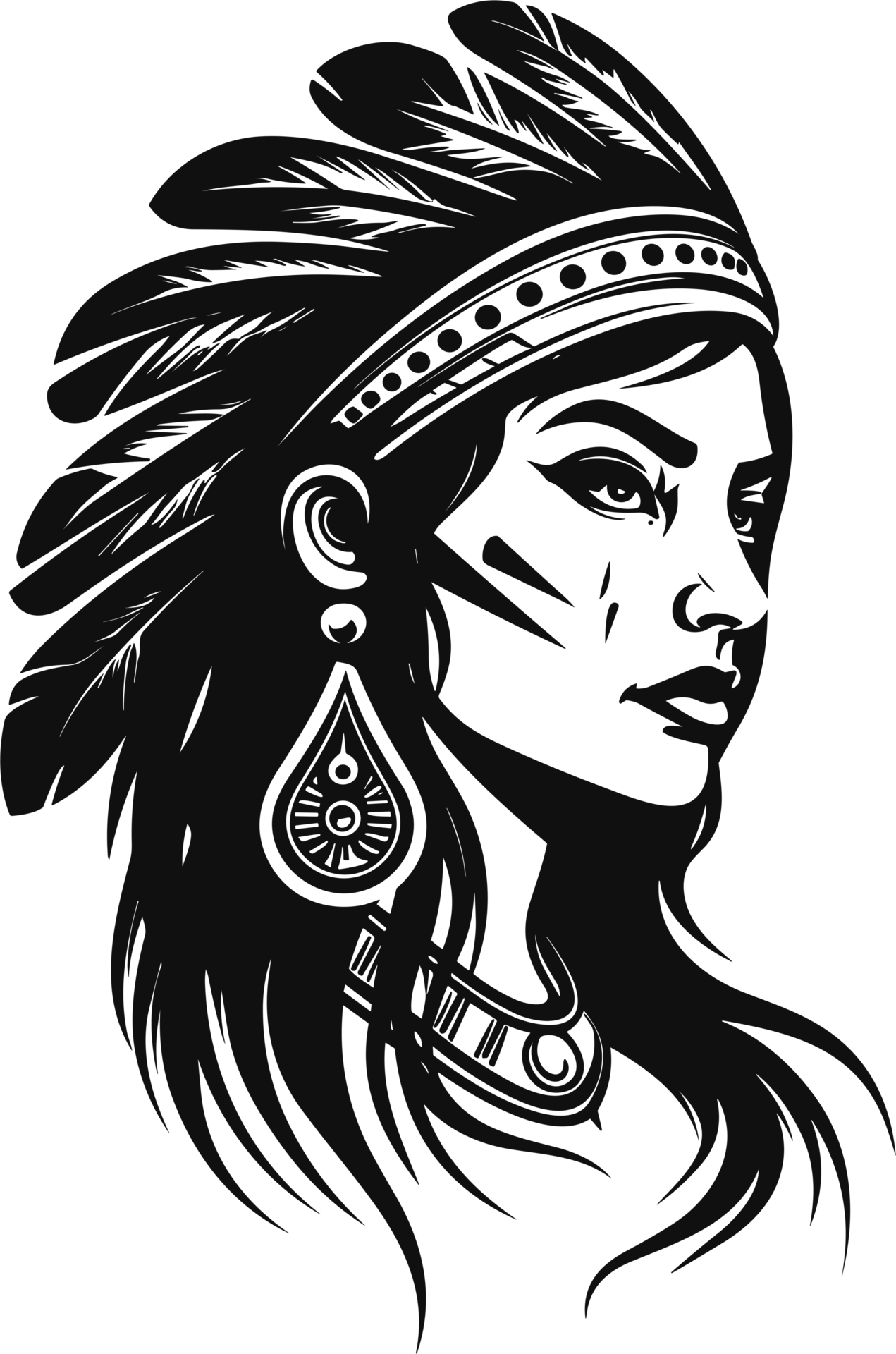Native Indian Girl In Black And White Ai Generative 27240344 PNG native-indian-girl-in-black-and-white-ai-generative-27240344-png