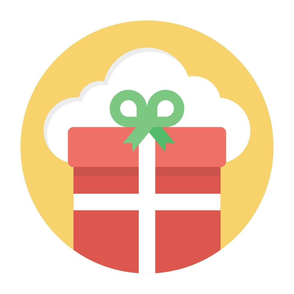 Cloud and a gift box representing cloud gift service vector