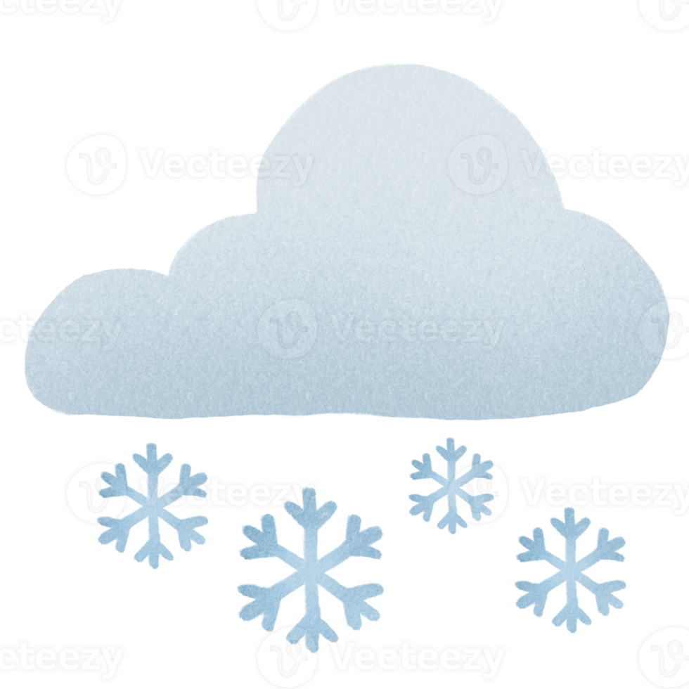 Wetter schneit mit Schneeflocke im Winter Illustration Hand gezeichnet Gekritzel png