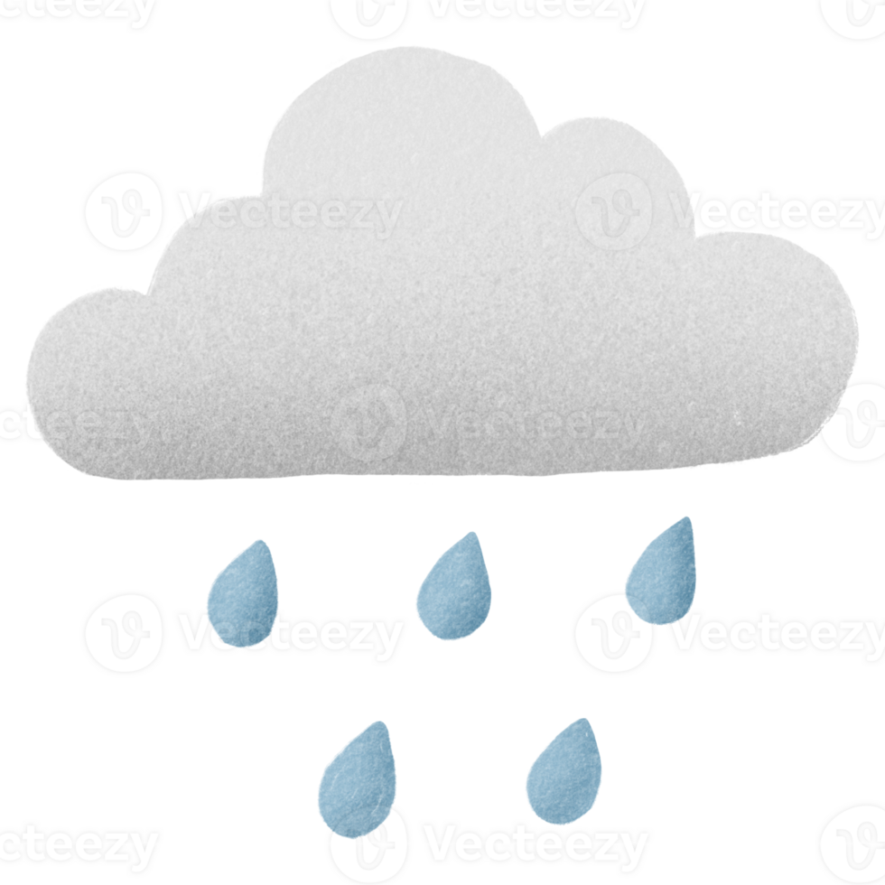 Wetter regnet wolkig Illustration Hand gezeichnet Gekritzel png