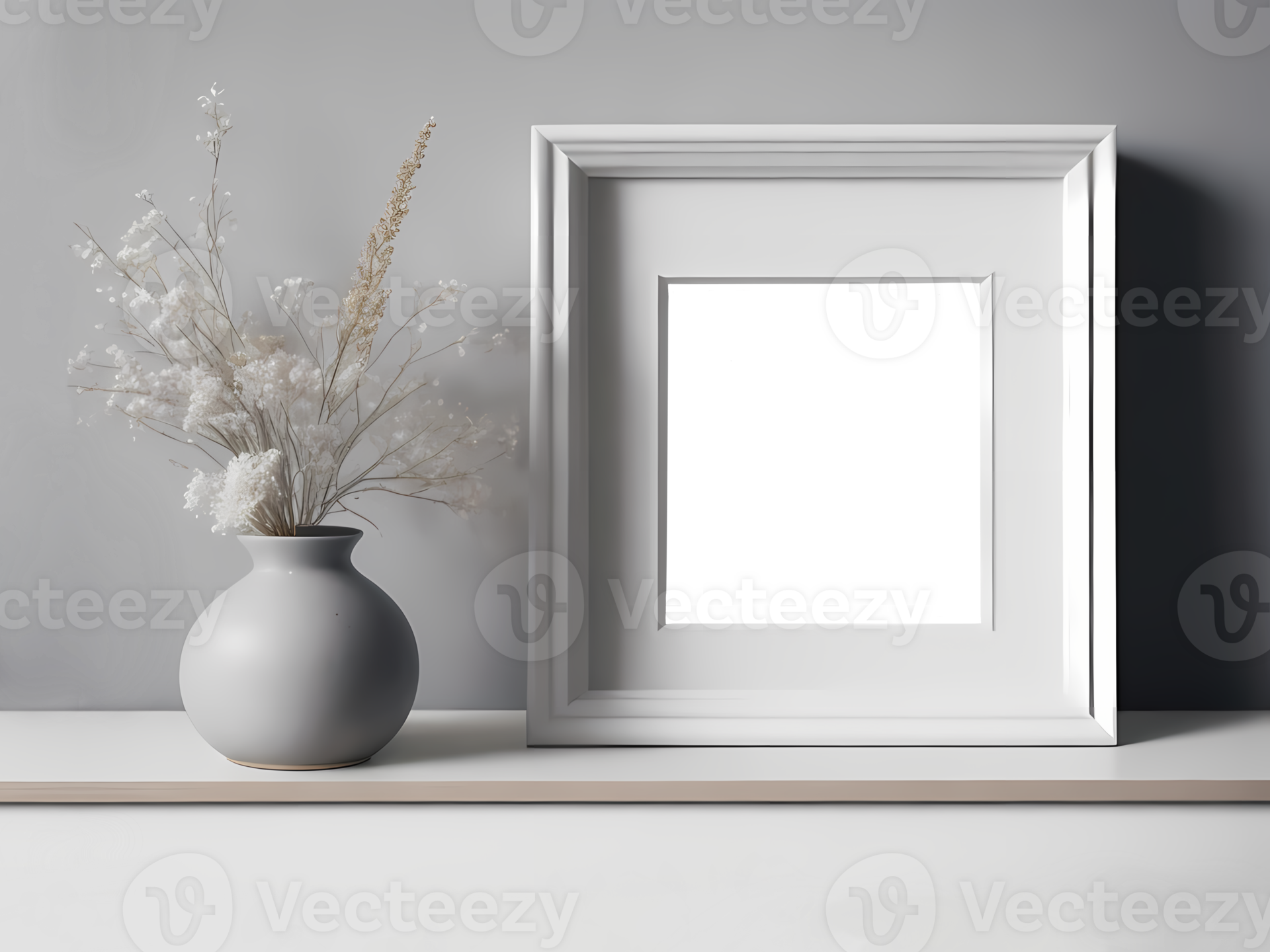 Portrait Square white picture frame mockup on vintage bench, table