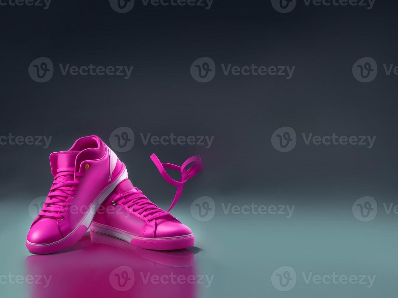 banner template for advertising sneakers. pink sneakers on dark background and with empty space, copy space for text. Discounts on Black Friday in sports stores, shoe stores, big sale. photo