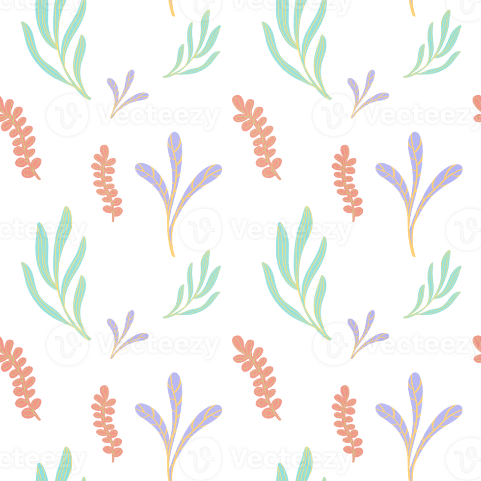 seamless pattern with algae in cut paper style not transparent background. Print for children's bed linen and wrapping paper png
