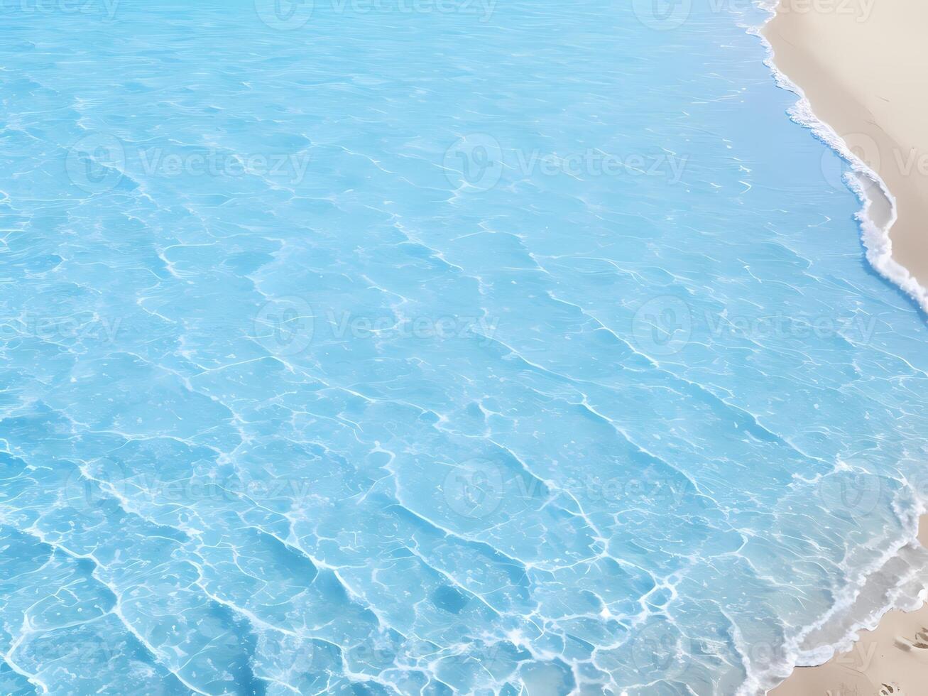 Light blue sea waves with transparent ocean water and light reflections on sandy beach. abstract Water Ripple texture, Sea surface background. photo