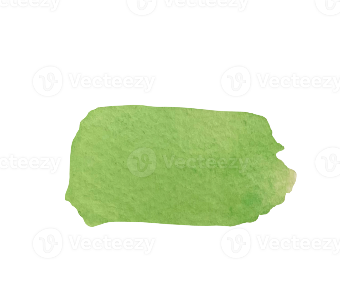 Abstract hand drawn green brush strokes isolated on transparent background. paint elements for design, highlighting, scrapbooking. Watercolor texture with blobs, spot png