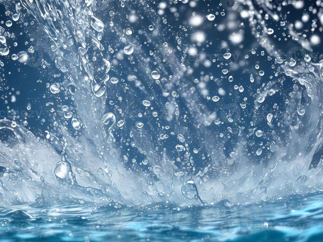 Fresh water splash on dark background. closeup water spray from waves with reflection. Water hit wall ground. vivid emotions of anger, anxiety. photo