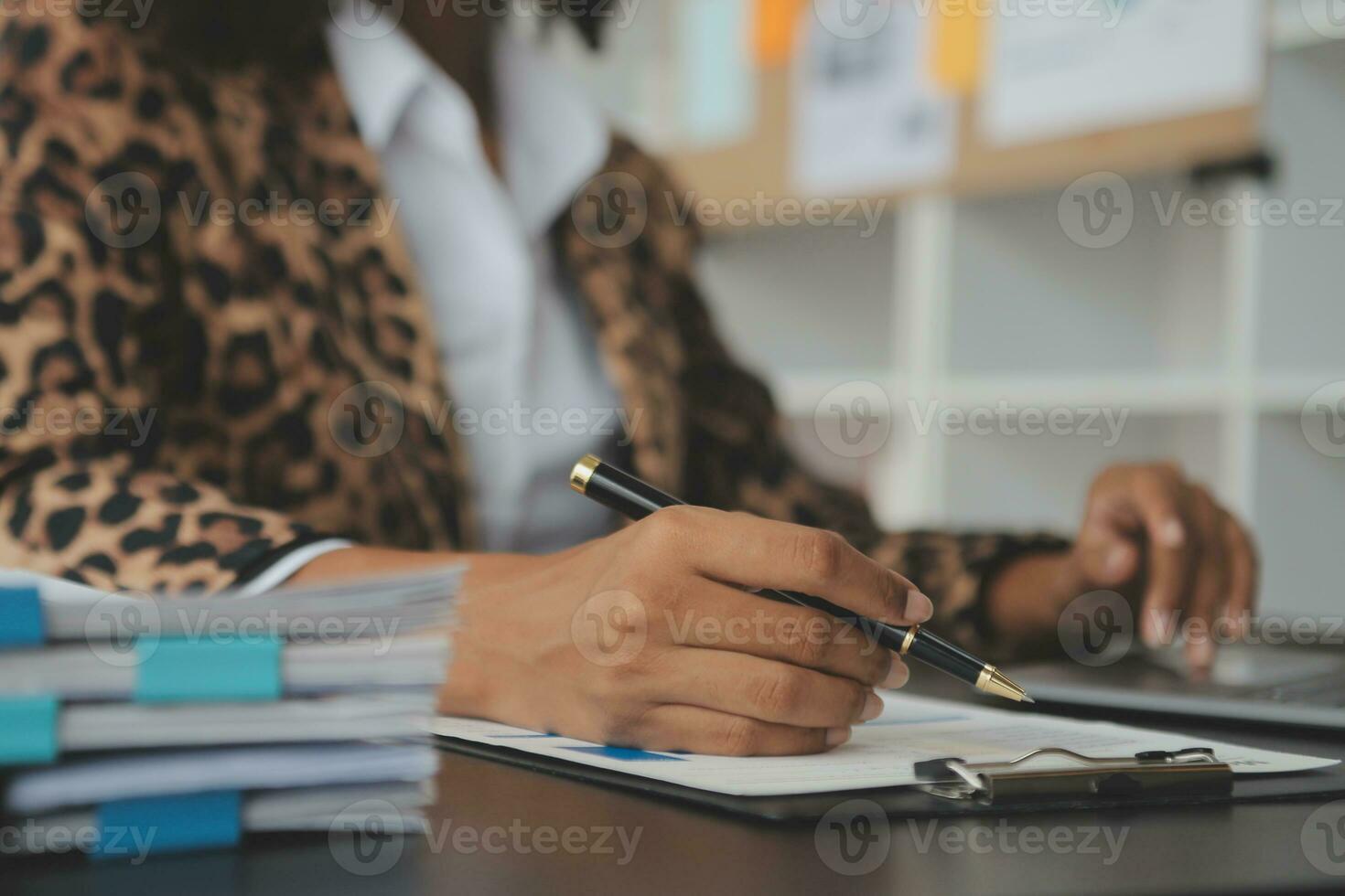 Business Documents, Auditor businesswoman checking searching document legal prepare paperwork or report for analysis TAX time,accountant Documents data contract partner deal in workplace office photo