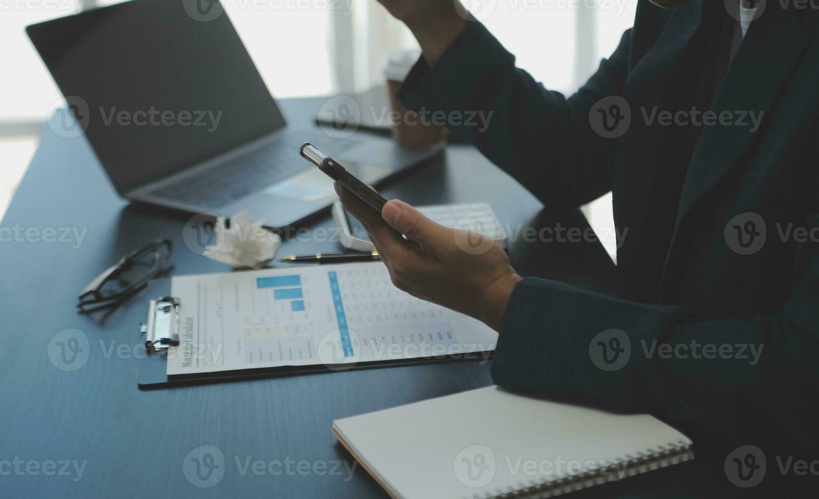 Business Documents, Auditor businesswoman checking searching document legal prepare paperwork or report for analysis TAX time,accountant Documents data contract partner deal in workplace office photo