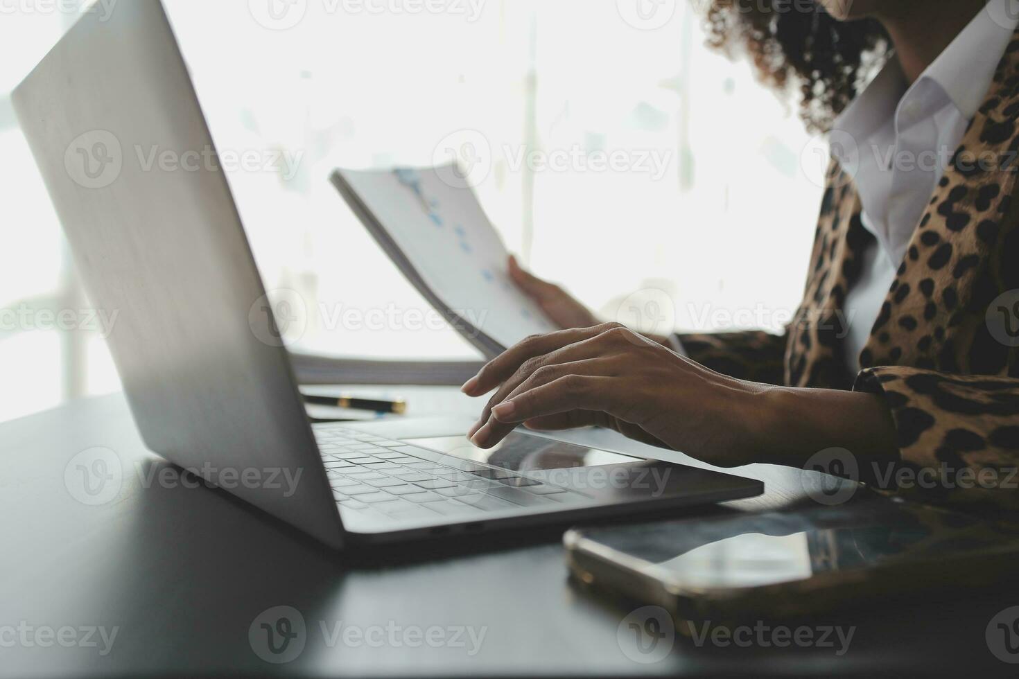 Business Documents, Auditor businesswoman checking searching document legal prepare paperwork or report for analysis TAX time,accountant Documents data contract partner deal in workplace office photo
