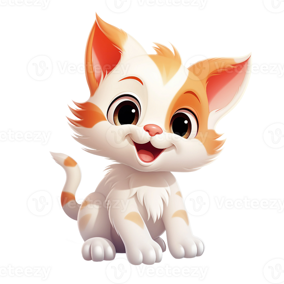 Cute kitten cartoon clipart AI Generated png