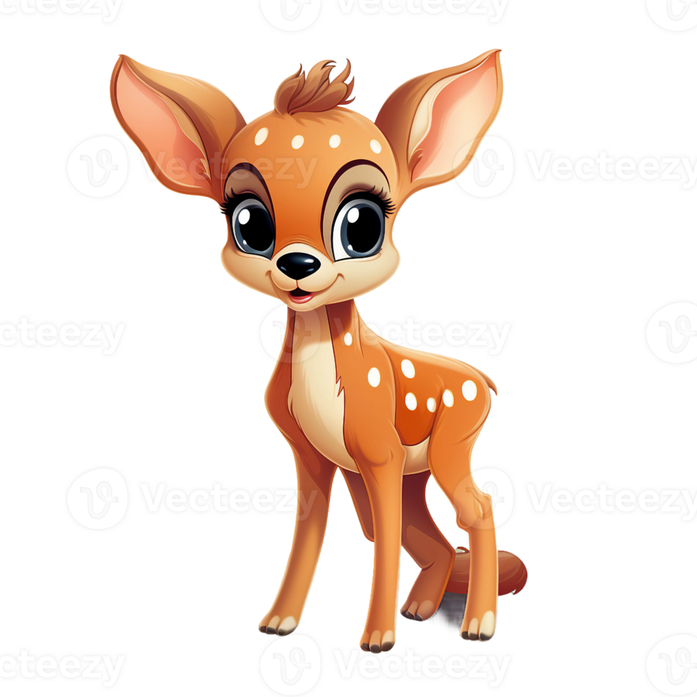 cute cartoon fawn, baby deer clipart AI Generated png