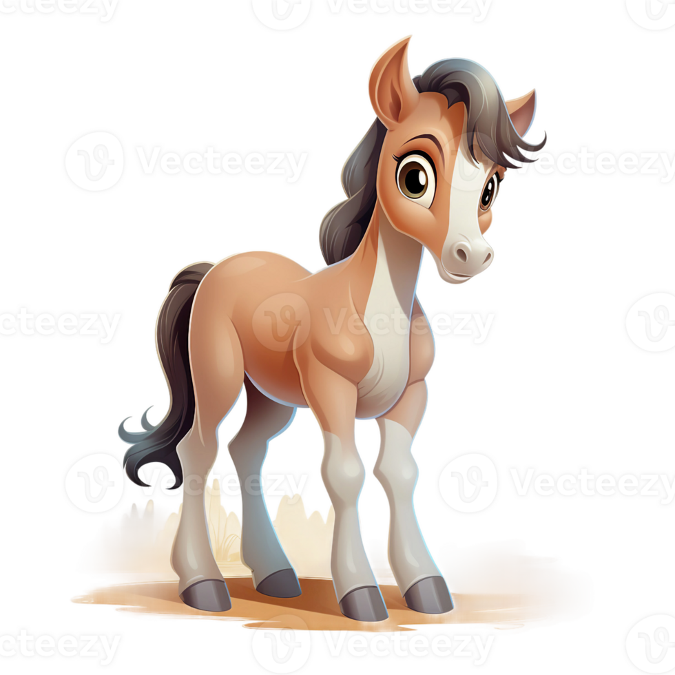 bebê cavalo, potro, desenho animado clipart ai gerado png