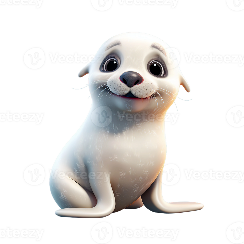 Cute seal pup cartoon clipart AI Generated png
