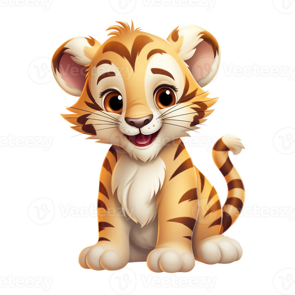 Tiger cub cartoon clipart AI Generated png