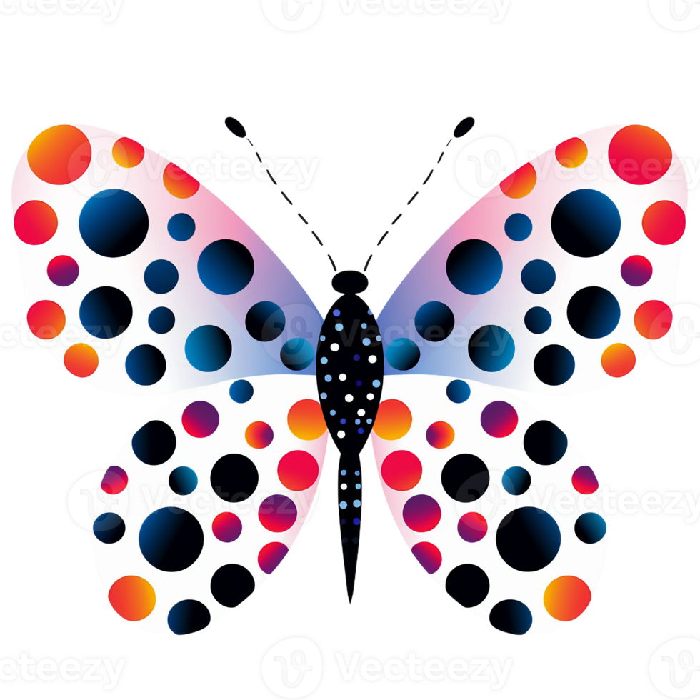 Nature's Wonderland Butterfly made with colorful round shapes AI Generated png