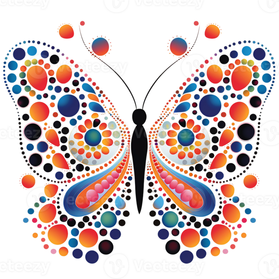 Colorful Round Butterflies for Creative Projects AI Generated png