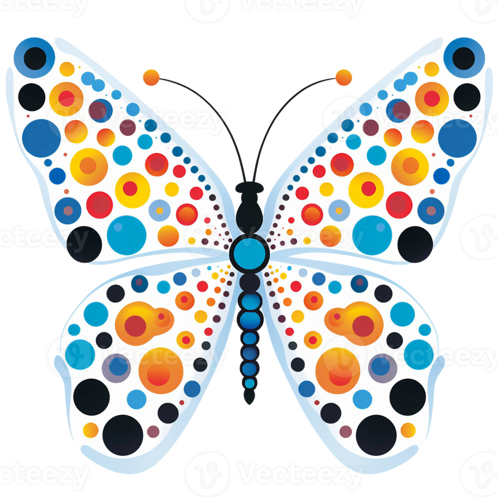 Colorful Round-Shaped Butterfly Art for Designs AI Generated png