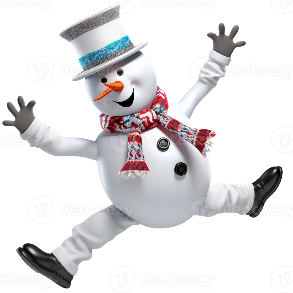 Christmas snowman jolly mood isolated  ai generated png