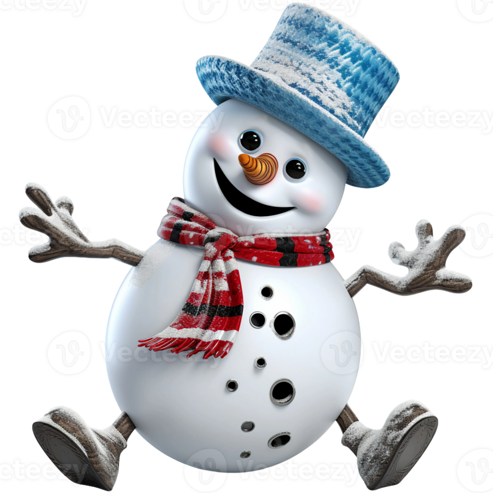 Natal boneco de neve feliz engraçado pose isolado clipart ai gerado png