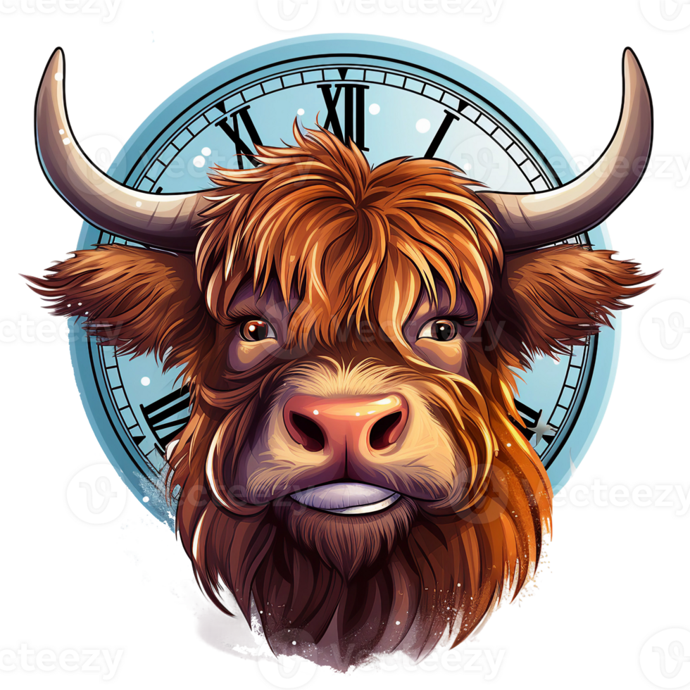 Highland cow boho styel,AI generated png