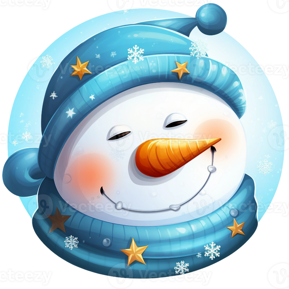 funny snowman face emoji with a shyness expression AI generated png