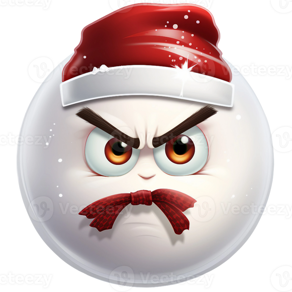 funny snowman face emoji with angry expression AI generated png