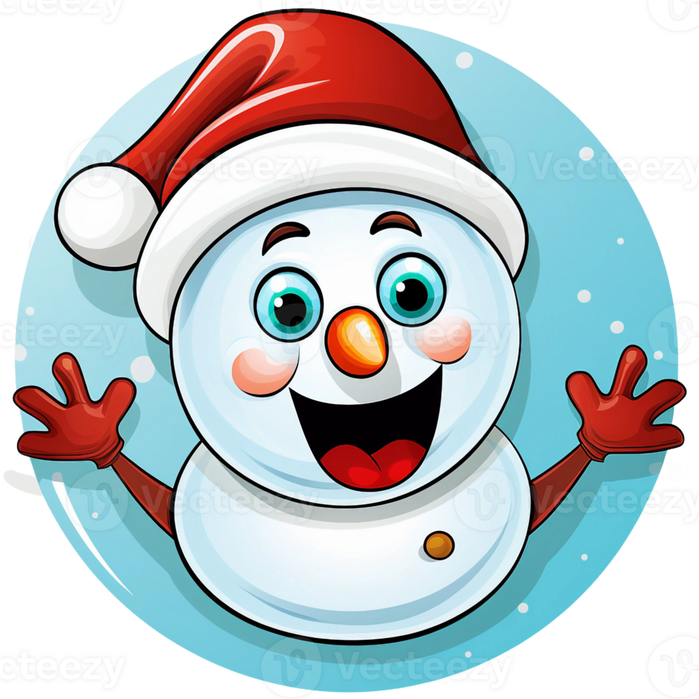 funny snowman face emoji with wow surprised expression AI generated png